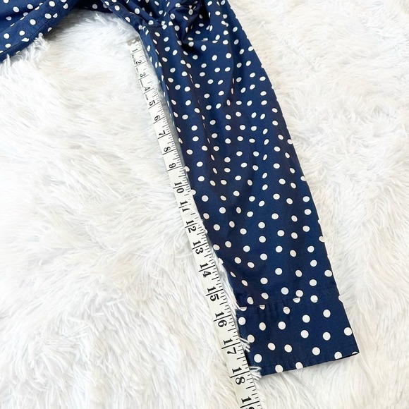 Talbots Polka Dot Navy Blue Button Up Blouse Size Small Cotton - Picture 7 of 7